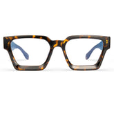 Amber Tortoise blue light blocking glasses on a clean white background.