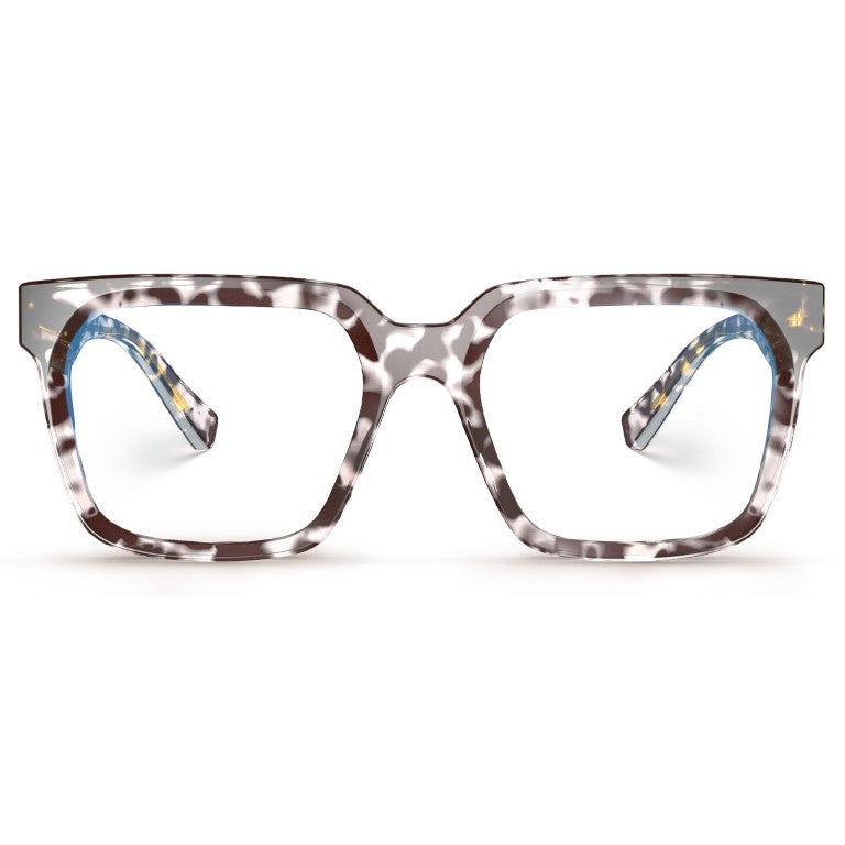 A pair of Cougar oversized square eyeglasses with a brown, white, and gray tortoiseshell pattern, shown from the front on a white background.