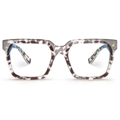 A pair of Cougar oversized square eyeglasses with a brown, white, and gray tortoiseshell pattern, shown from the front on a white background.