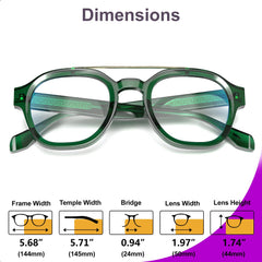 VisoOne Sanford Cute Blue Light Glasses Aviator Style Eyewear Basil Green